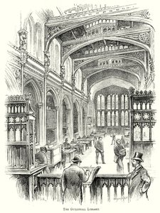 Guildhall-biblioteket (gravyr) av English School