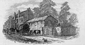 Halvvägshuset mellan Knightsbridge och Kensington, graverad av Frederick James Smyth, 1848 av English School