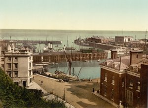 Hamnen, Folkestone (handfärgat foto) av English School