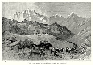 Himalayabergen - Passet vid Kamri (gravyr) av English School