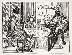The History of Dr. John Faustus, illustration från Chapter-books of the Arteeenth Century av John Ashton, pub. 1882 av English School