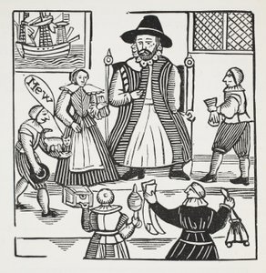Historien om Sir Richard Whittington, tre gånger Lord Mayor of London, illustration från Chap-books of the artonde århundradet av John Ashton, pub. 1882 av English School