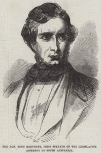 Den ärade John Morphett, förste talman för den lagstiftande församlingen i South Australia (gravyr) av English School