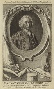 Den ärade William Blakeney Esquire, generallöjtnant för His Majestys styrkor och guvernör i Menorca av English School