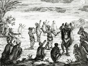 Hottentotterna tillber månen, illustration från 