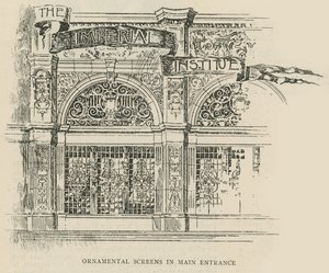 The Imperial Institute: Prydnadsdukar i huvudentrén av English School
