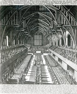 The Inside of Westminster Hall (litho) (bw foto) av English School
