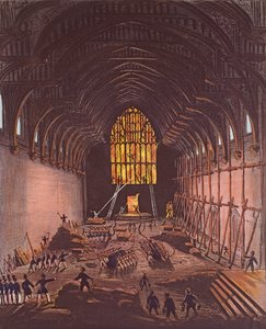 Interiören av Westminster Hall, 1834 (färggravyr) av English School