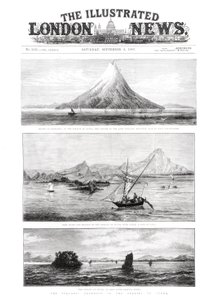 Ön Krakatoa, framsidan av The Illustrated London News, 8 september 1883 av English School