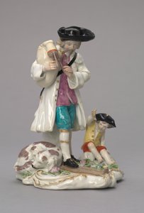 The Itinerant Musician, tillverkad av Chelsea Porcelain Factory, England, ca 1756 av English School