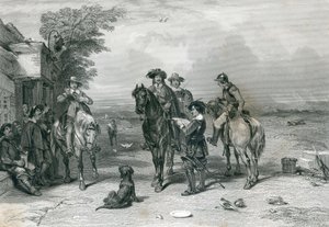 Kungen på sin resa till skottarna, graverad av Frederick. T. Heath, 1844 av English School