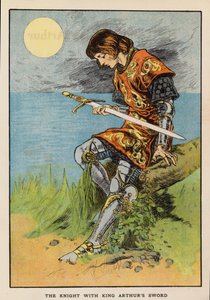 Riddaren med kung Arthurs svärd (färglitografi) av English School