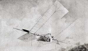 Langley Aerodrome flygmaskin under flygning på 1800-talet. Från The Strand Magazine publicerad 1897. av English School