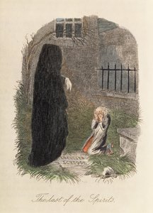 The Last of the Spirits, illustration till A Christmas Carol av Charles Dickens (1812-70) 1843 (färggravyr) av English School