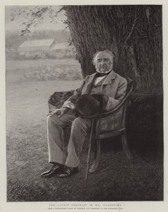 De senaste porträtten av Mr Gladstone (gravyr) av English School