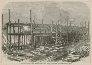 Ångfartyget Leviathan (Great Eastern), som det dök upp i början av 1855 av English School
