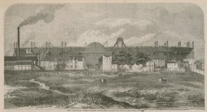 Ångfartyget Leviathan (Great Eastern), skissat från Isle of Dogs, oktober 1857 av English School