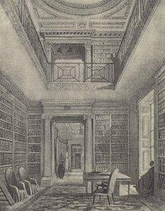 Biblioteket, 1844 (gravyr) av English School