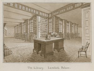 The Library, Lambeth Palace, London (wc på papper) av English School