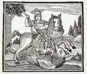 The Life and Death of St George, the Noble Champion of England, illustration från Chap-books of the artonde århundrade av John Ashton, pub. 1882 av English School