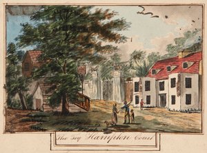 Lejonporten och kungens vapen, ca 1743 (akvarell på papper) av English School