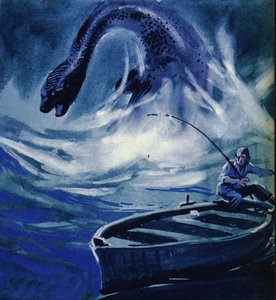 Loch Ness-monstret attackerar en fiskare