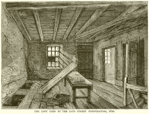 Loftet som användes av Cato Street Conspirators, 1820 av English School