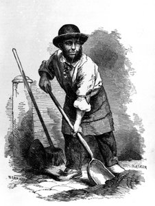 The London Scavenger, illustration från "London Labor and the London Poor" av Henry Mayhew, ca 1840-talet av English School