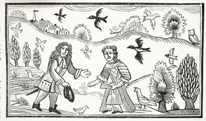 The Lovers Quarrel, illustration från Chap-books of the artonde århundradet av John Ashton, pub. 1882 av English School