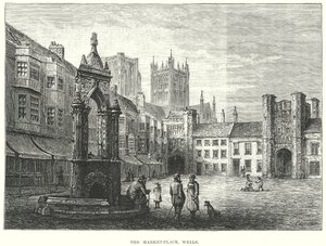 Marknadsplatsen i Wells (gravyr) av English School
