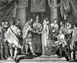 The Marriage of the King, efter en målning av L. Cheron, 1800-talet av English School