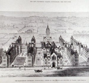 Marylebone Infirmary, Notting Hill, invigt av prinsen och prinsessan av Wales, från The Illustrated London News, 7 februari 1881. av English School