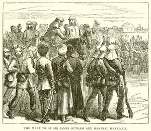 Mötet mellan Sir James Outram och general Havelock av English School