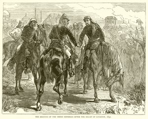 Mötet för de tre generalerna efter hjälpen av Lucknow, 1857 av English School