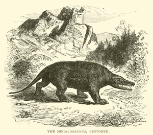 Megalosaurus, restaurerad (gravyr) av English School