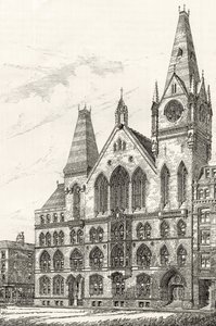 Memorial Hall, Farringdon Street, från "London Pictures: Drawn with Pen and Pencil", av pastor Richard Lovett, publicerad 1890 av English School