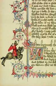 The Merchant, faksimildetalj från The Canterbury Tales, av Geoffrey Chaucer (ca 1342-1400) av English School