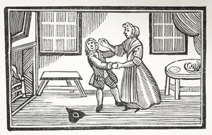 Metoden som Meg använde för att få en av kyrkoherdena att betala sitt partitur, illustration från Chap-books of the Eighteenth Century av John Ashton, pub. 1882 av English School