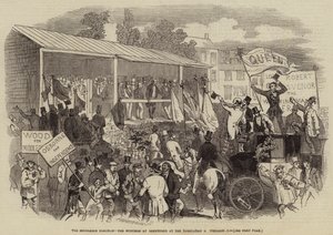 Middlesex-valet, Hustings i Brentford vid nomineringen på onsdag (gravyr) av English School
