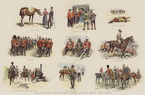 De militära manövrarna, anteckningar i och om lägren (chromolitho) av English School