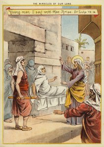 Kristi mirakel: uppståndelsen av en änkas son (chromolitho) av English School