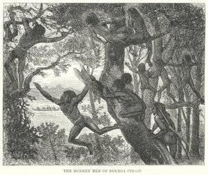 Die Affenmenschen der Dourga-Straße (Gravur) von English School
