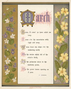 Månaderna: mars (färg litho) av English School