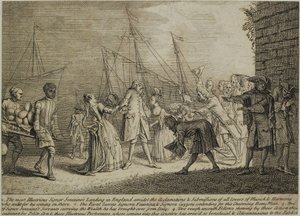 Den mest lysande Signor Senesinos landar i England, c.1726 av English School