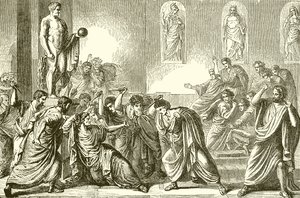 Mordet på Julius Caesar (gravyr) av English School