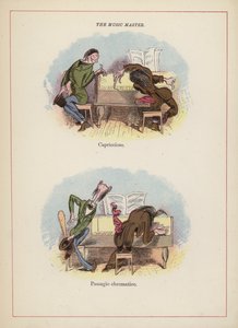 Musikmästaren - olika sätt att spela piano (färg litho) av English School