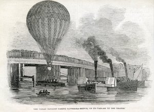 Nassau-ballongen passerar Battersea Bridge av English School