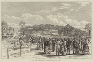 The New Racecourse i Sandown Park, nära Esher (gravyr) av English School
