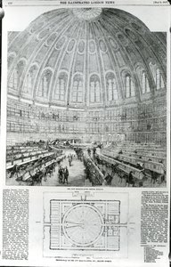 The New Reading-Room, British Museum, publicerad i The Illustrated London News, 9 maj 1857 av English School