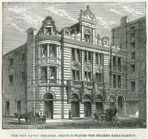 The New Savoy Theatre, front mot Thames Bankment av English School